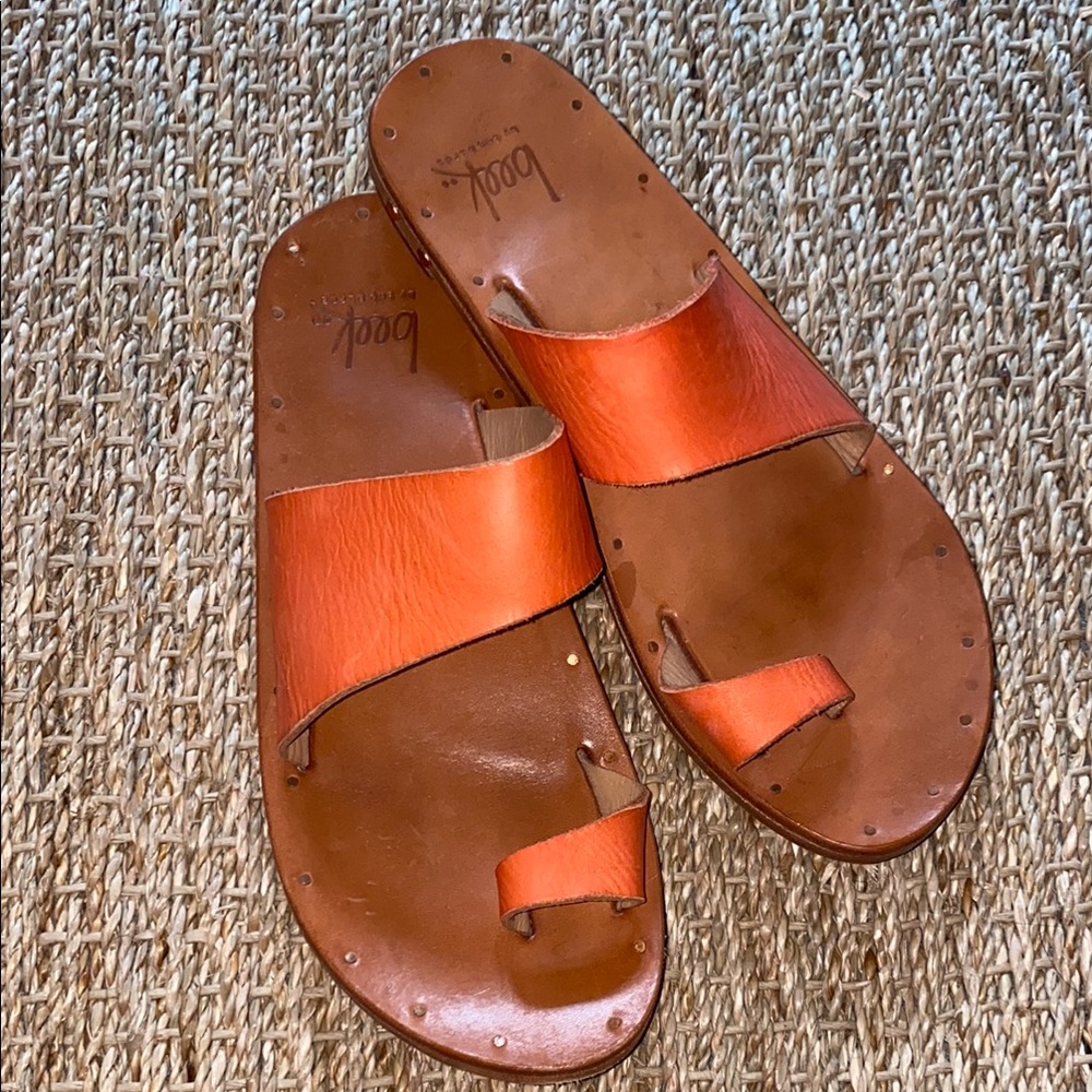 Beek Vibrant Orange Leather Finch Sandals
